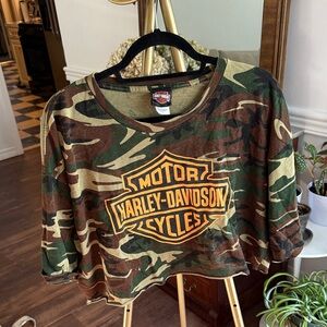 Harley-Davidson Green and Brown Camouflage Top